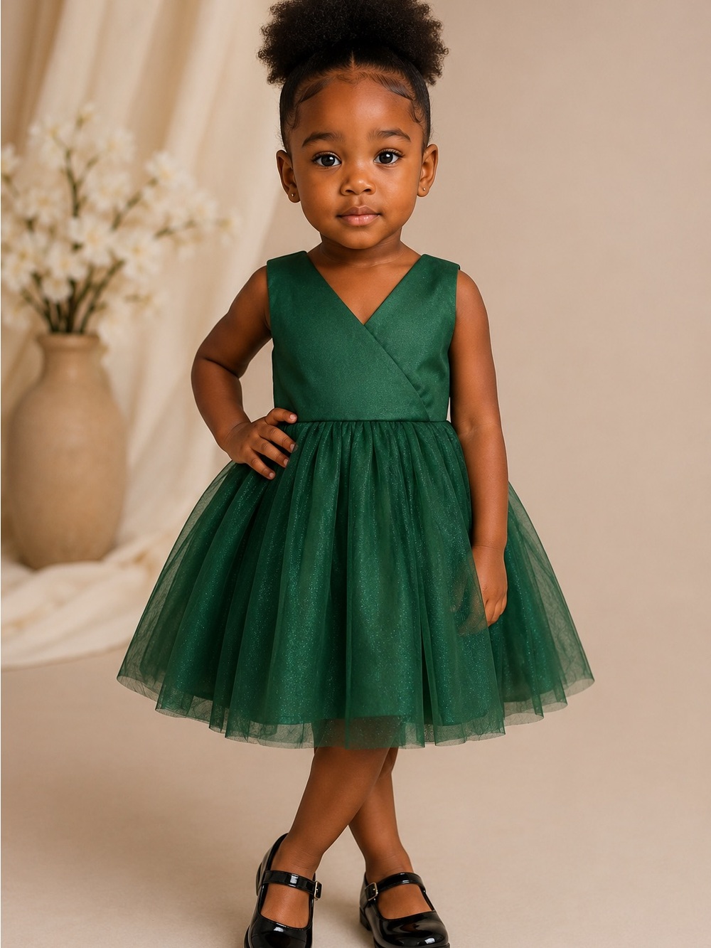 Emerald Green Tulle Formal Dress for Girls
